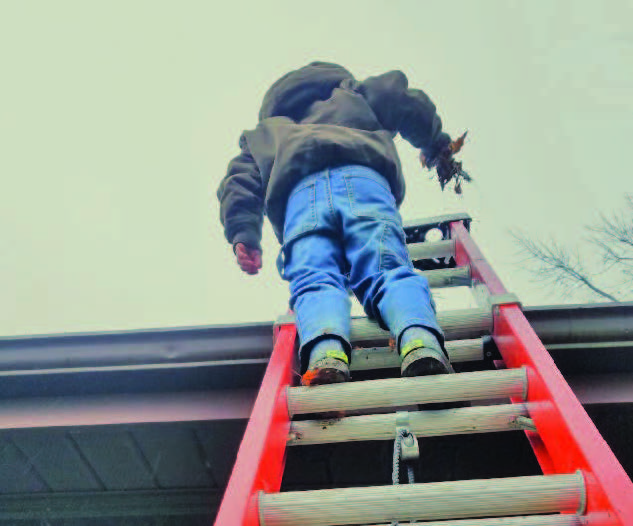 man climibing ladder