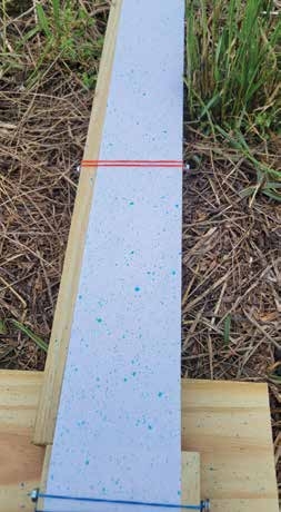 The most practical way to find out if a spray deposition is uniform is to add a very small amount of dye to the sprayer tank, and then make several passes over a tape laid on the ground just like you would be spraying the area. The dye used for sprayer foam marker systems is commonly used to visualize spray deposits. It also is safe and inexpensive for calibration runs.