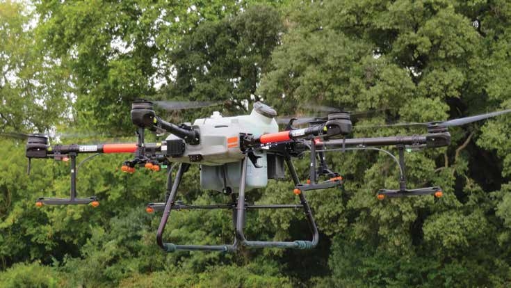 The DJI Agras T30 is a spray drone designed for use by commercial applicators and farmers.