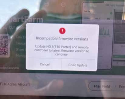 Software errors, like this one, are often displayed when starting up a drone. It is important to keep software up to date to ensure best performance.