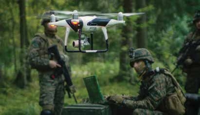 Soliders using a drone