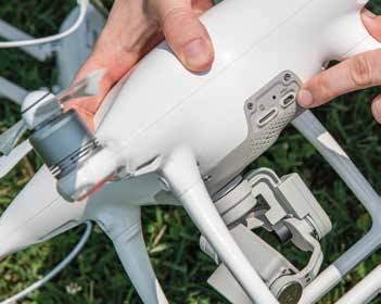 This image shows the drone’s USB port, which is one method for transferring data.