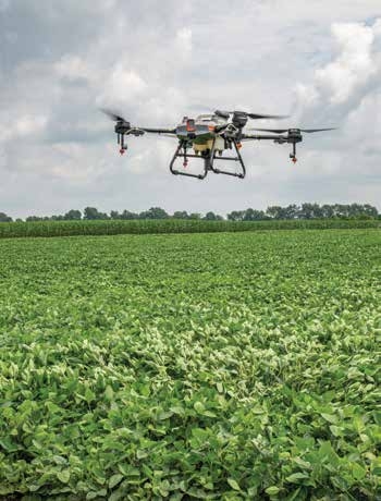 drone fying over a field