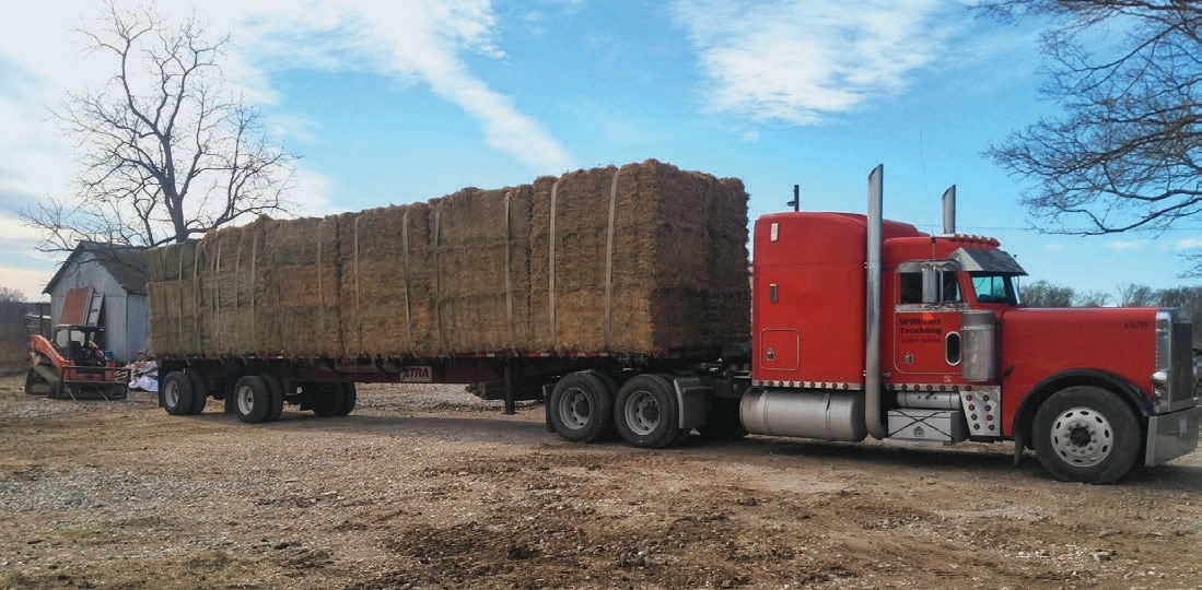 This operator is treating each stack as a separate load. He appears to be using 4-inch straps on each row running the width of the trailer. This load would pass a DOT inspection with ease.