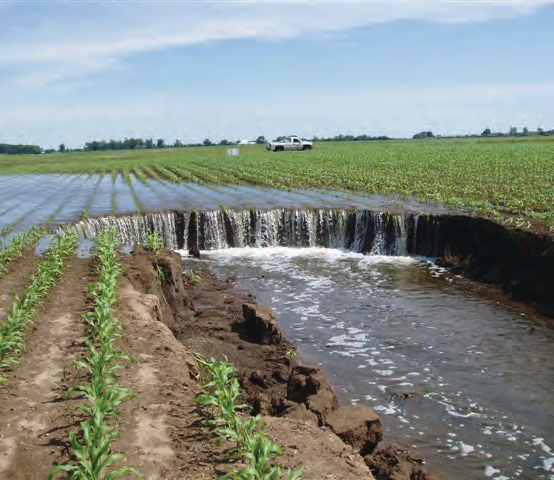 water flooding near a field