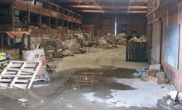 flood damage inside warehouse