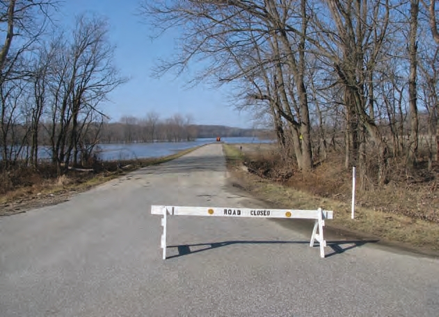 road closed sign due to floods