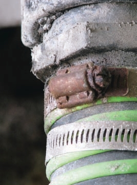 Corroded clamps can fail.