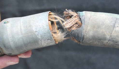 This hose failed where it kinked behind the fitting.