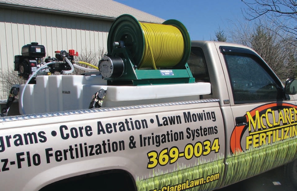 The number of hoses on this truck demonstrates why hose inspections are important — if just one hose fails, the applicator could have serious problems.