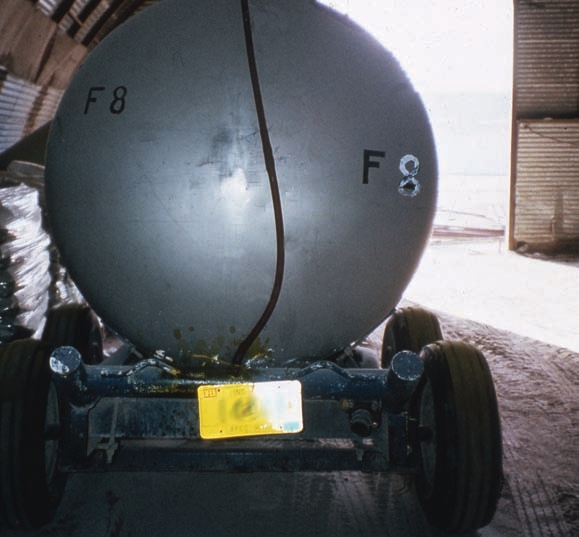 The herbicide in the tank being transported
