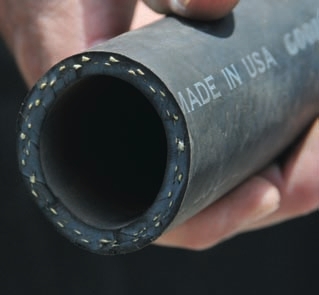 Reinforced hoses may have several layers of wire, textile fibers, or special materials to retain working pressures and allow the hose to perform in the working environment.