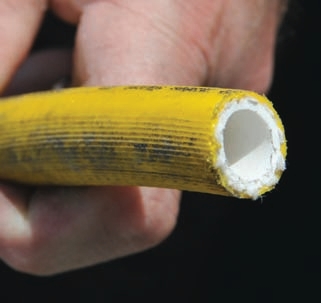 Reinforced hoses may have several layers of wire, textile fibers, or special materials to retain working pressures and allow the hose to perform in the working environment.