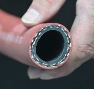 Reinforced hoses may have several layers of wire, textile fibers, or special materials to retain working pressures and allow the hose to perform in the working environment.