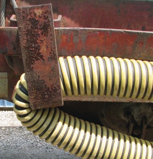 Make sure a hose does not go beyond its bending radius to keep it from failing prematurely or having its flow restricted.
