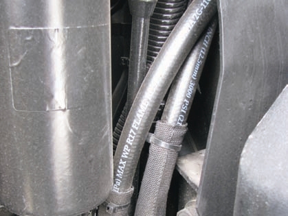 Many options can protect hoses from abrasion damage. However, be sure to routinely examine all hoses.