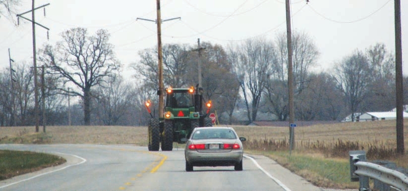 Dusk and dawn are challenging times for drivers to approach slow-moving vehicles from behind. Add lights, flashers, reflectors, and slow-moving vehicle signs to increase the chances that drivers will see you.