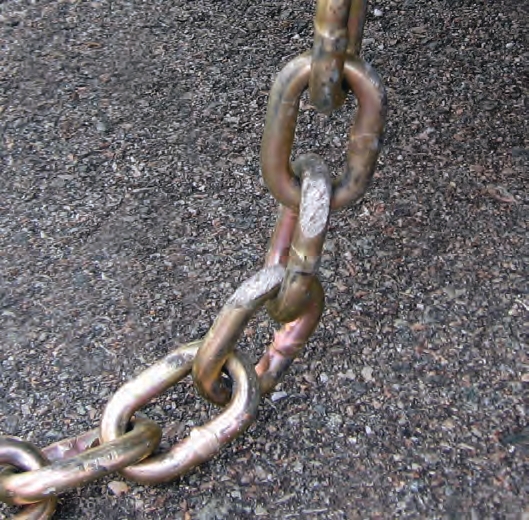 A chain that is too long will drag on the pavement, which weakens the chain.