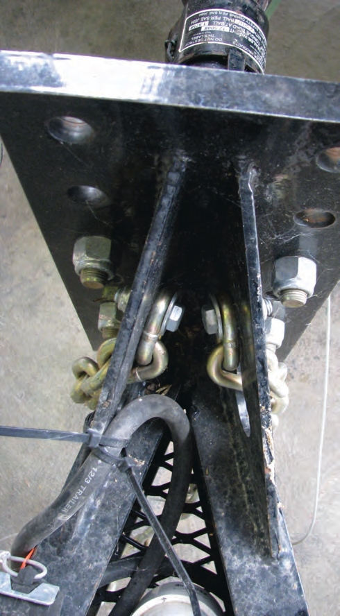 Chains attached using zipties to the Trailer