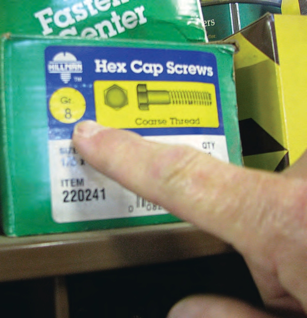 Use the proper bolts when replacing a safety chain.