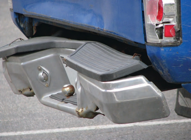 These bumpers have been twisted from towing excess weight.