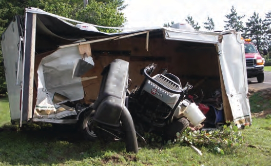A truck was traveling 55 miles per hour when it ran a stop sign and slammed into this truck and trailer.
