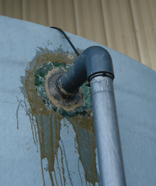 A sloppy tank repair job.