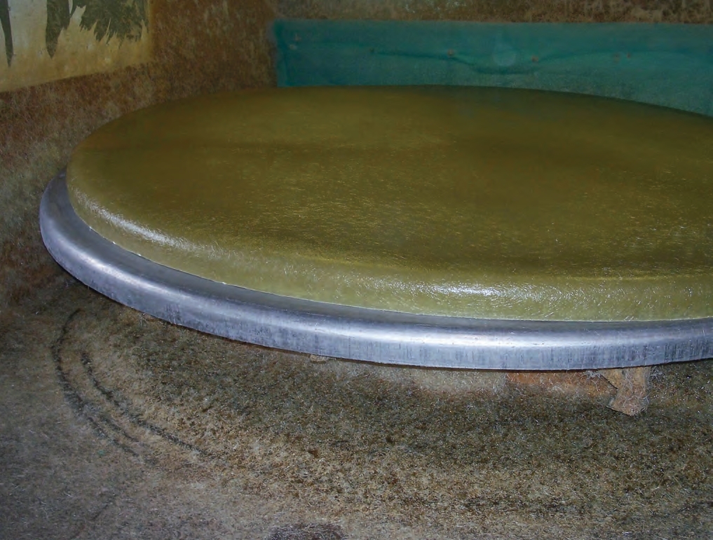 This tank bottom has just been popped off its mold.