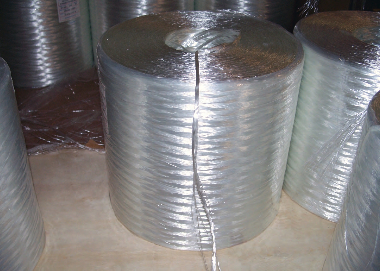 A bale of glass used in a chopper gun. The glass strand is actually several strands of glass much like the many fibers in a rope.