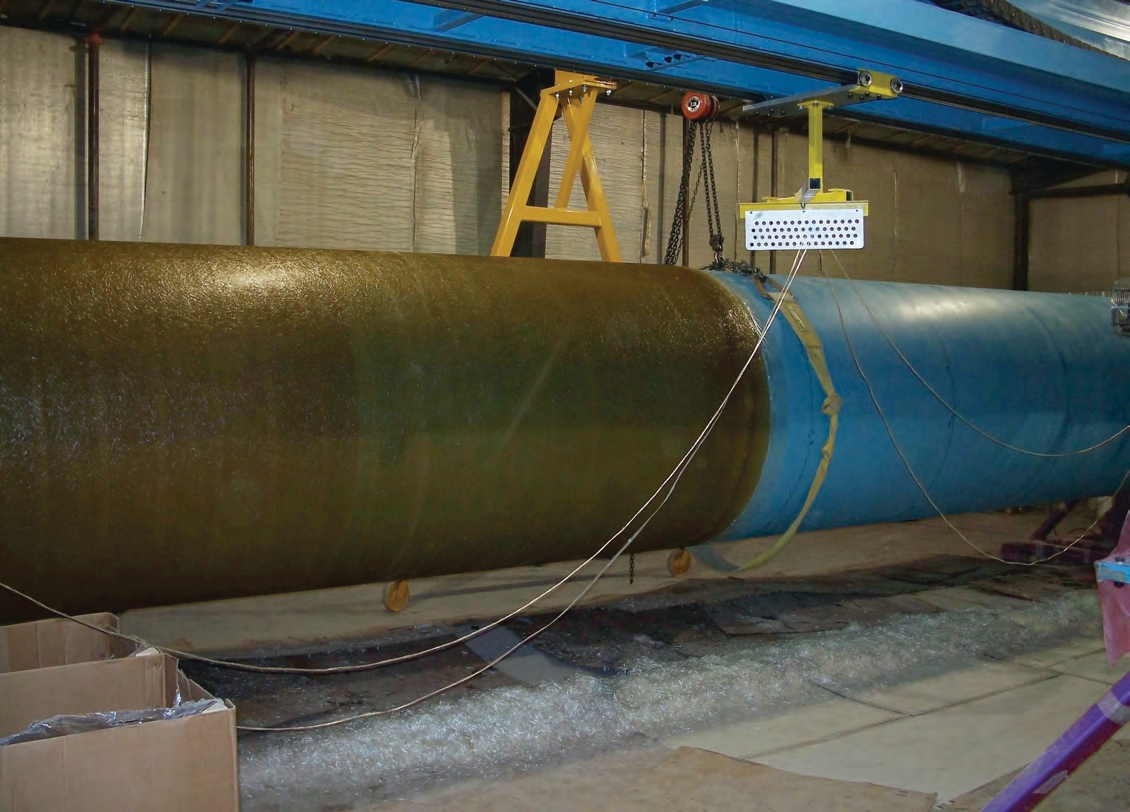 After the liner is removed, the tank will be cut to length and the top and bottom pieces will be put on.