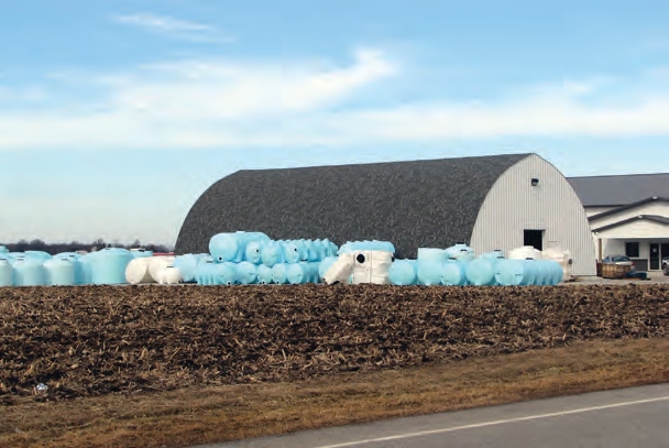 fiberglass containers near warehouse
