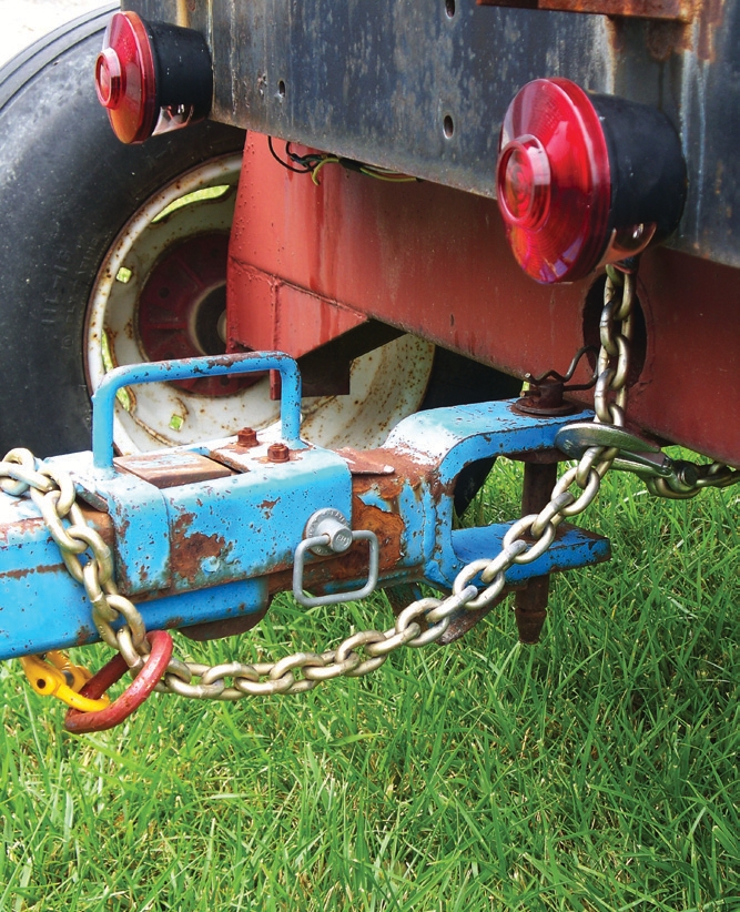 chain hooked to the tractor