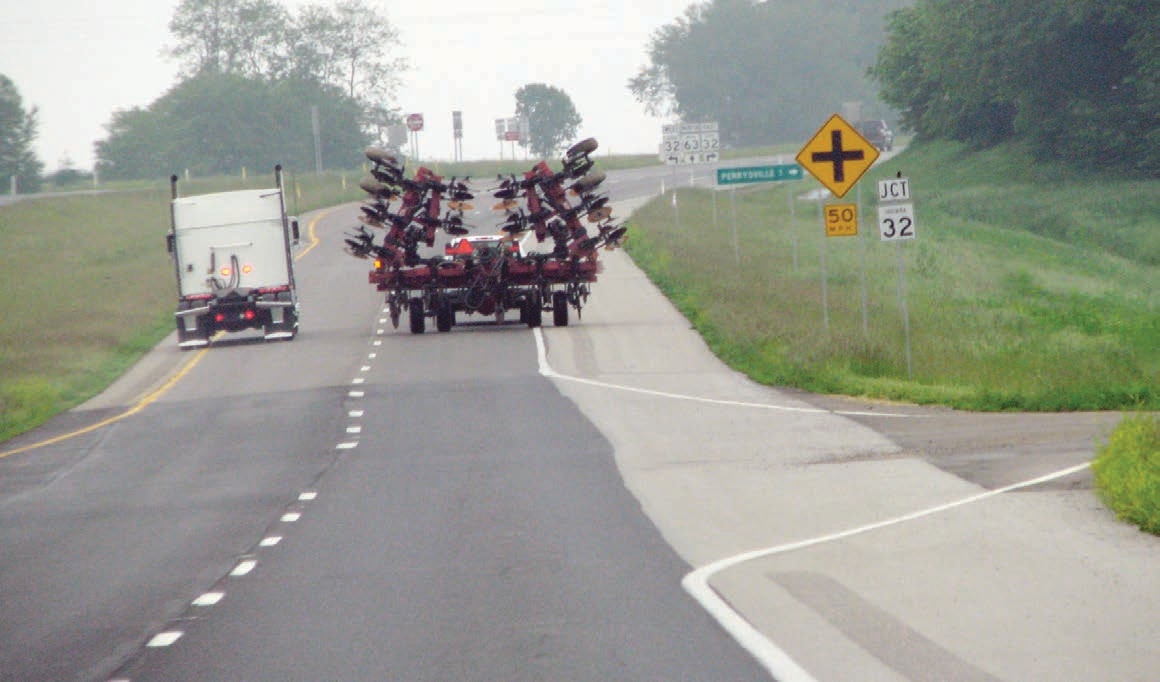 Tractor going on a road