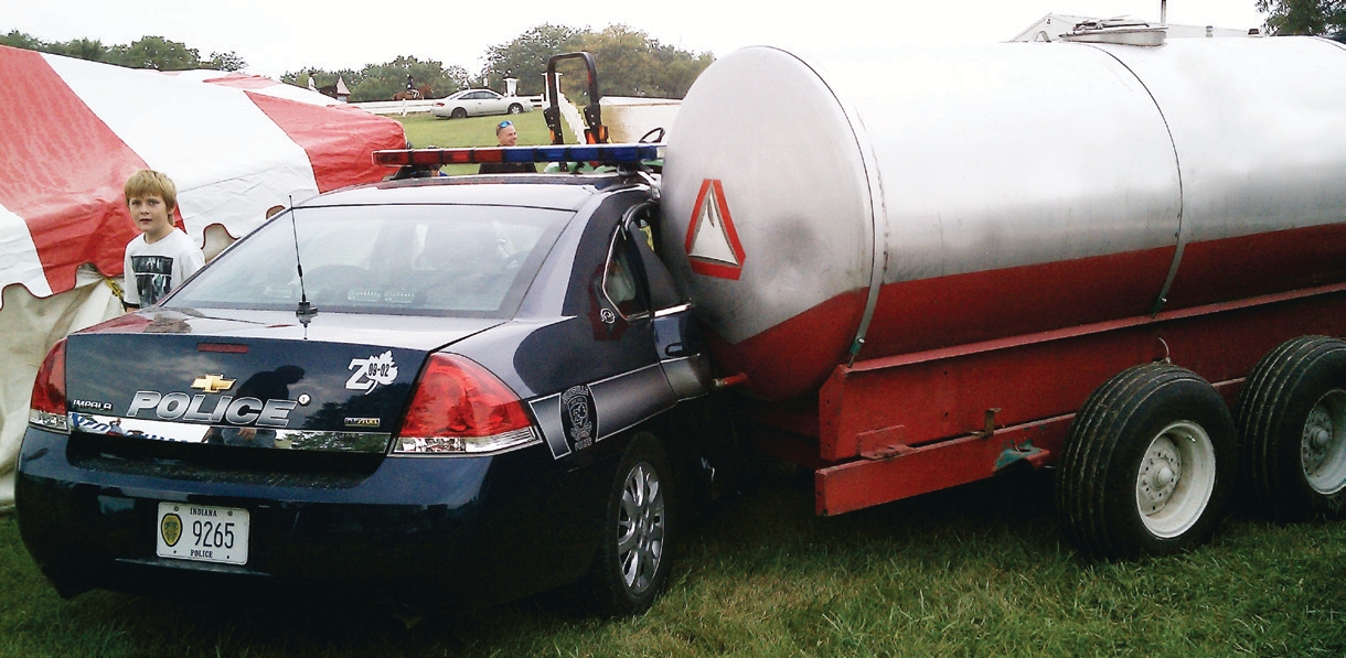 tanker crashed into a police car