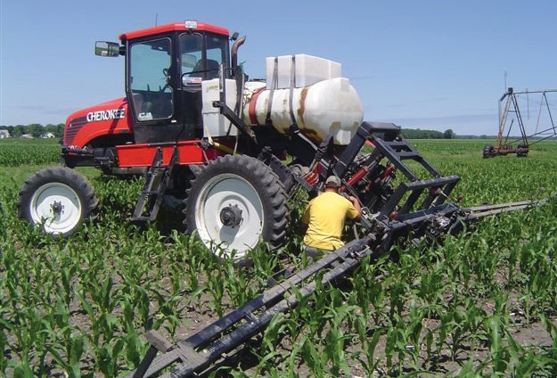 tractor in crop field