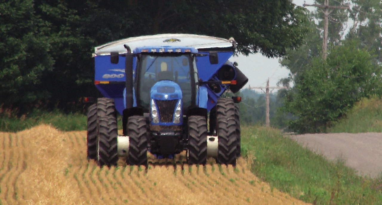 wagon driving in a field