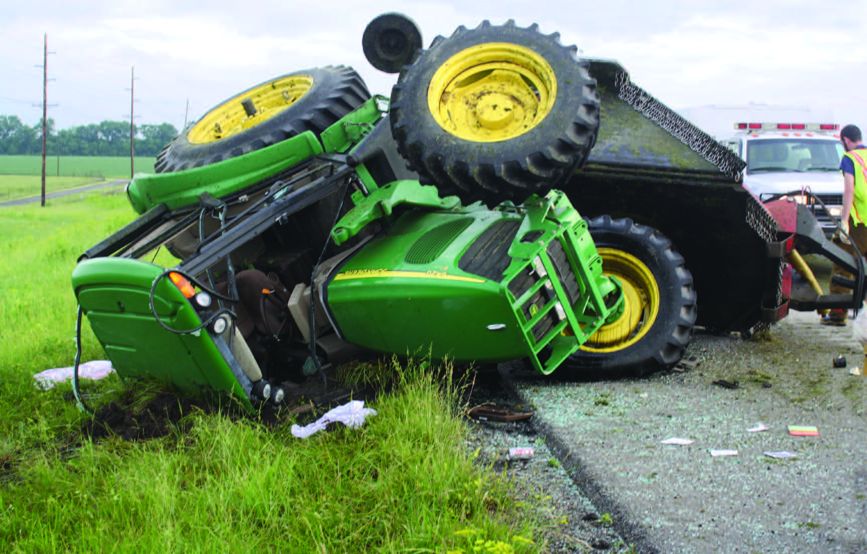 officers at crash site of a truck