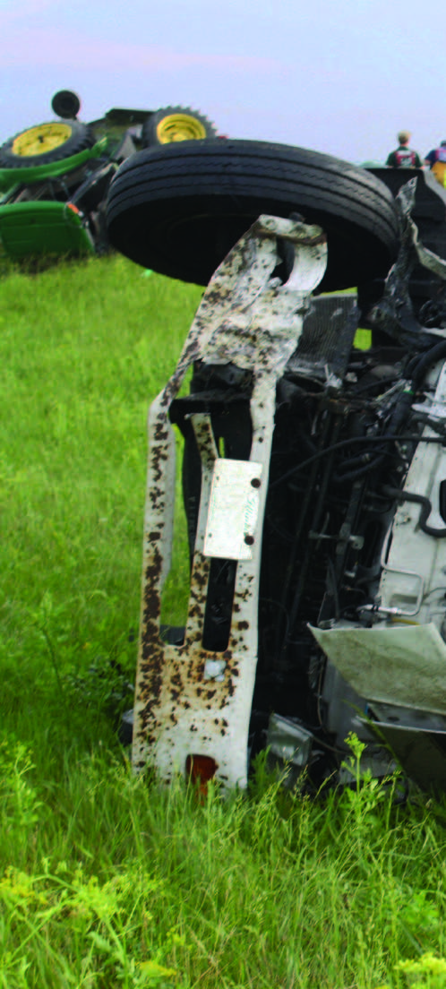 A crash between a truck and car