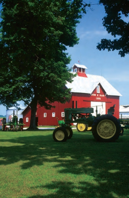 Barn with tractors