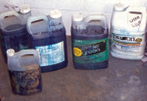  chemicals stored irresponsibly in broken containers