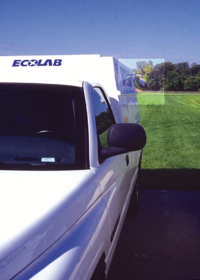 mirror on the back of the trailer