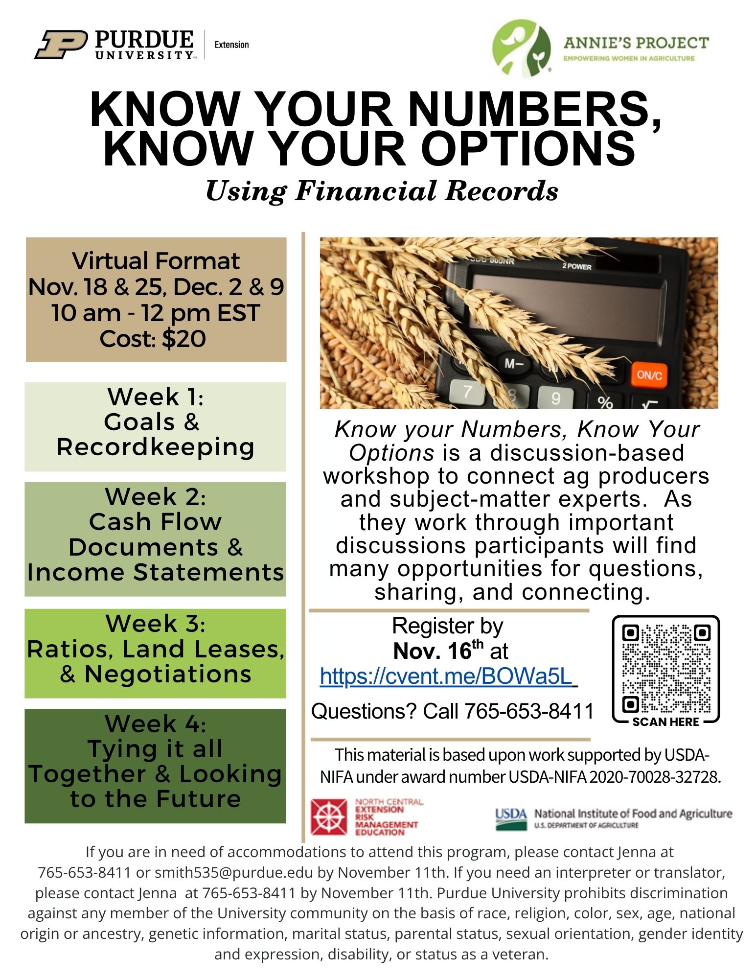 Flyer for Know Your Numbers, Know Your Options program
