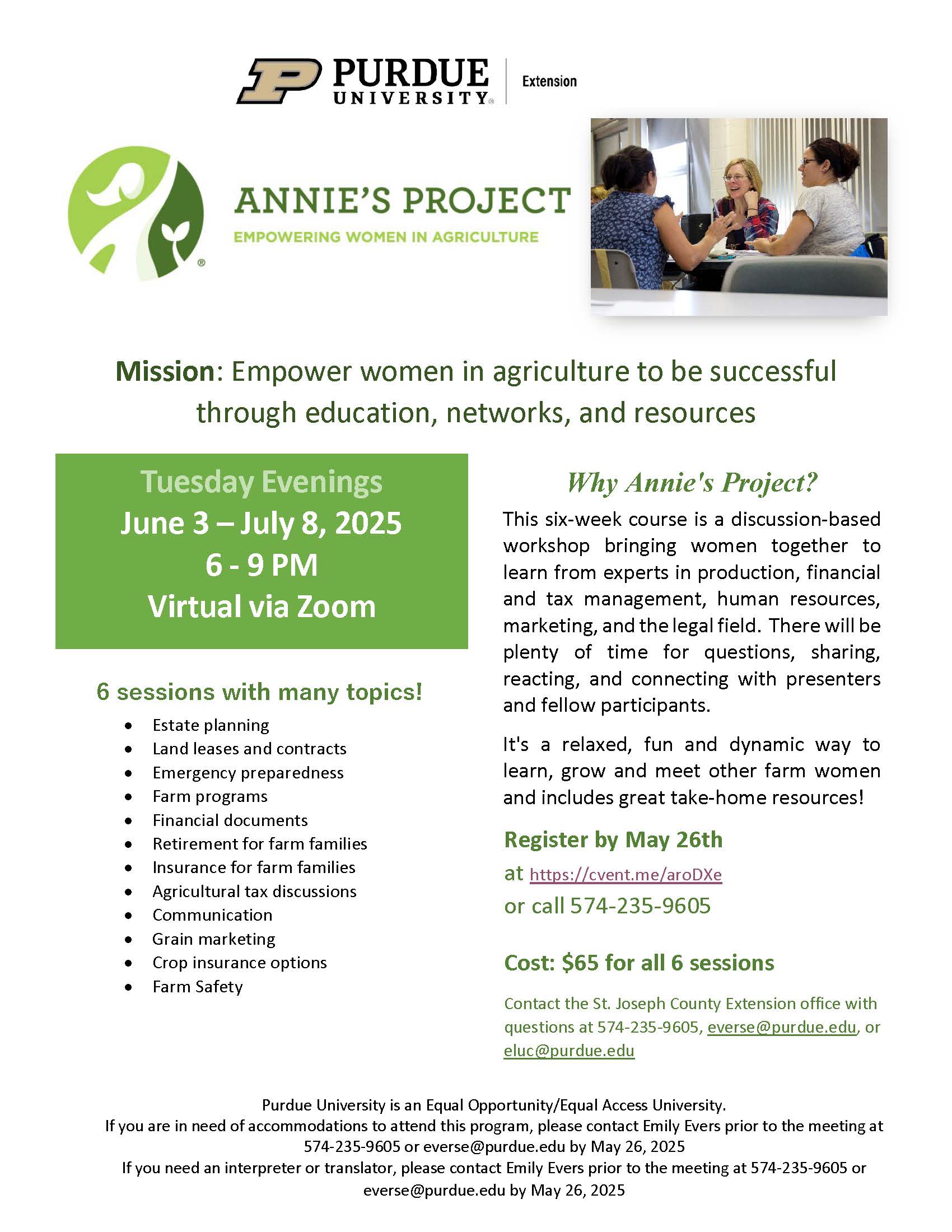 Flyer for Annie's Project