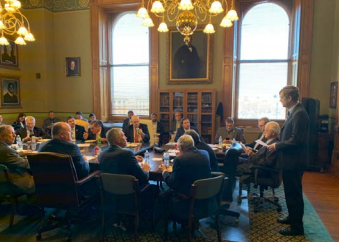 Dr. Jeff Dukes speaks at Indiana state house.