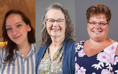 Headshots of Taylor Birch, Wrena Hoffman and Lora White