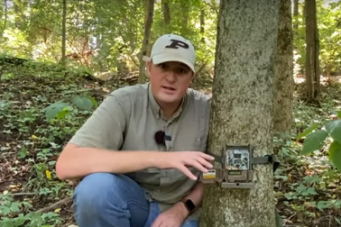 Jarred Brooke education professionals and wildlife enthusiasts on setting up cameras on trees.
