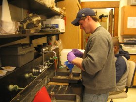 Student working in Fish Ecology Lab.
