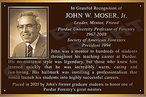 John Moser recognition plaque.