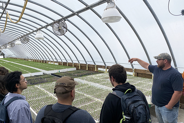 Field tour of nursery with tree seedlings, FNR Summer Practicum.