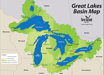 Basin Map of the Great Lakes.